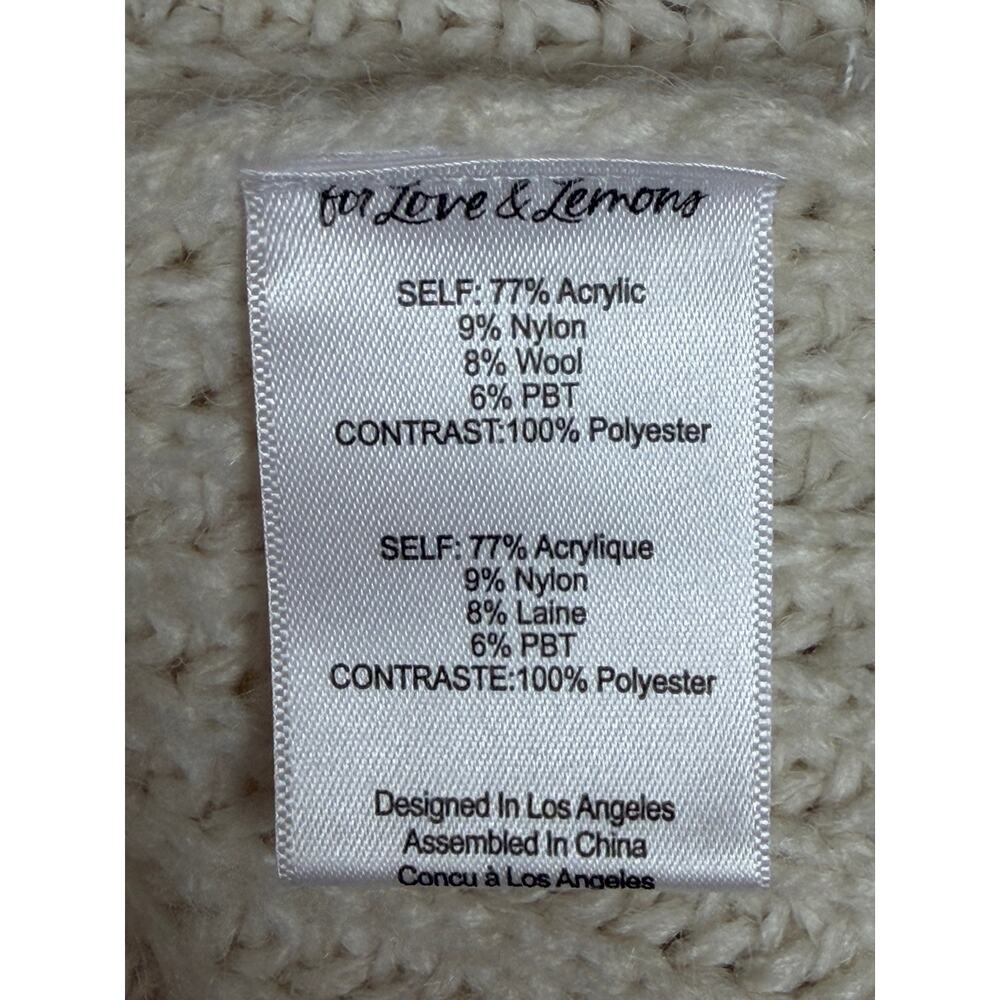 For Love & Lemons Jade Cardigan Sweater Top Beige Large Chunky Knit Classy Chic - Picture 14 of 15